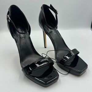 Nine West Zadie Patent Leather Ankle Strap Black Stiletto Dress Heel Pump | 7.5M